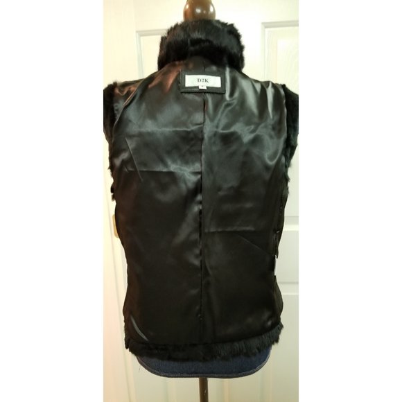 NEW D2K genuine black Angora rabbit fur vest S - Picture 12 of 15